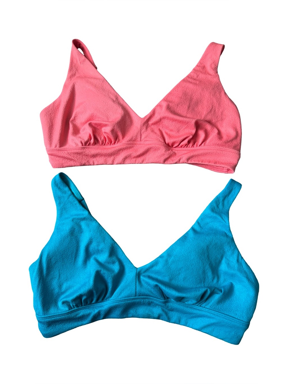 George Plus Bikini Top Lot of 2 Coral Pink & Teal‎ V-Neck Textured Size 2X NWT